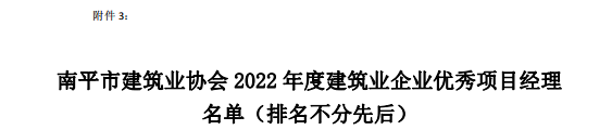 易順建工集團(tuán)有限公司多位員工榮獲南平市建筑業(yè)協(xié)會2022年度優(yōu)秀獎項(xiàng)